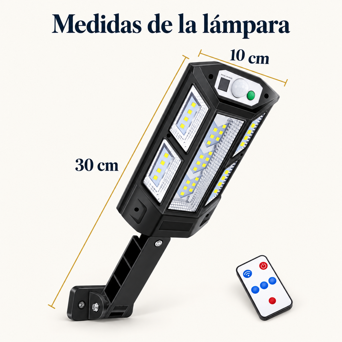 Lámpara Solar LED con Sensor de Movimiento y Control Remoto