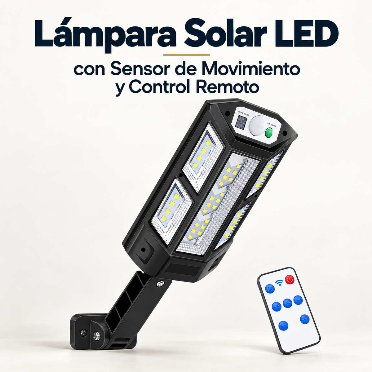 Lámpara Solar LED con Sensor de Movimiento y Control Remoto